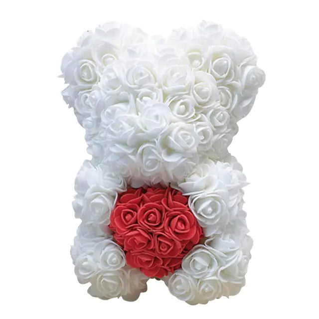 25cm Rose Teddy Bear From Flowers      Bear With Flowers  Red Rose Bear