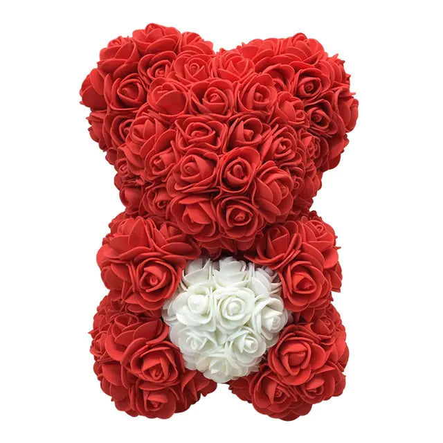 25cm Rose Teddy Bear From Flowers      Bear With Flowers  Red Rose Bear